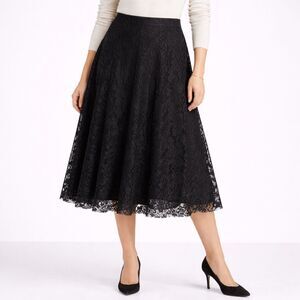 New Coin 1804 Lace Raw Hem Career Skirt Black S